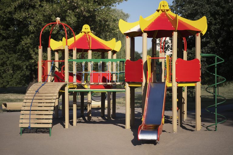 outdoors colorful children playground background